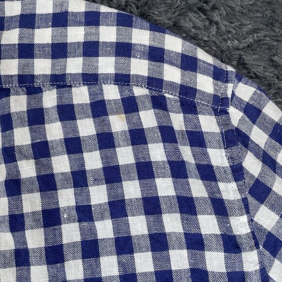 J. Crew Irish Linen Shirt Men’s Large Slim Fit Blue Plaid Preppy Baird McNutt - Picture 7 of 7